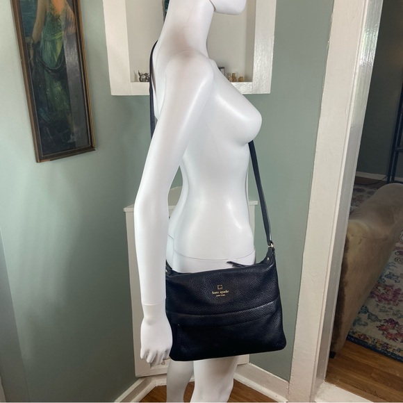 Kate Spade New York Starla Grant Park Pebbled Leather Black Crossbody Bag Purse - Picture 2 of 13